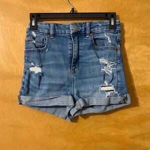 American Eagle Outfitters Blue Distressed Jean Shorts